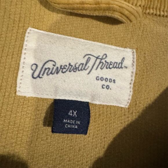 Universal Thread Yellow Corduroy Jacket 4X Chore Coat Pockets Buttons Cottage - Picture 4 of 10